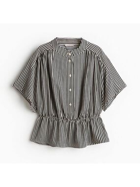 H&M Striped Peplum Crêpe Blouse M